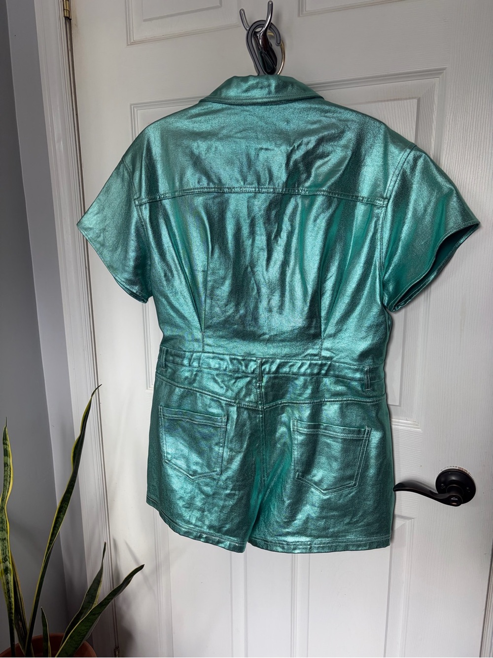Metallic Teal Western Romper 🛸🤠 - Picture 4 of 9